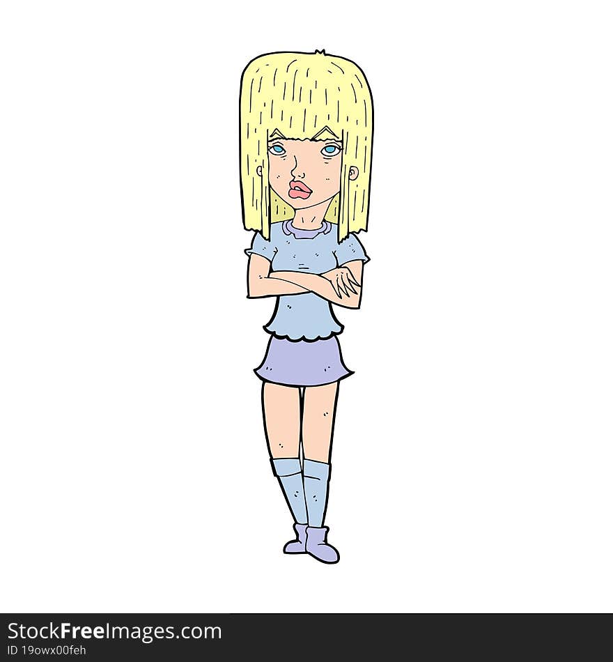 cartoon girl with crossed arms