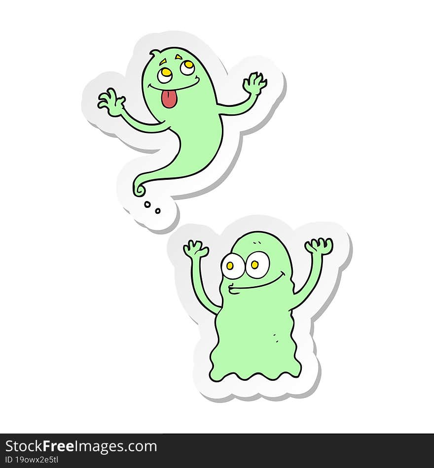 sticker of a cartoon ghosts