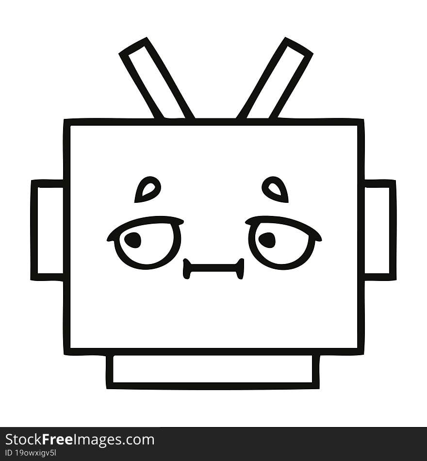 line drawing cartoon robot head