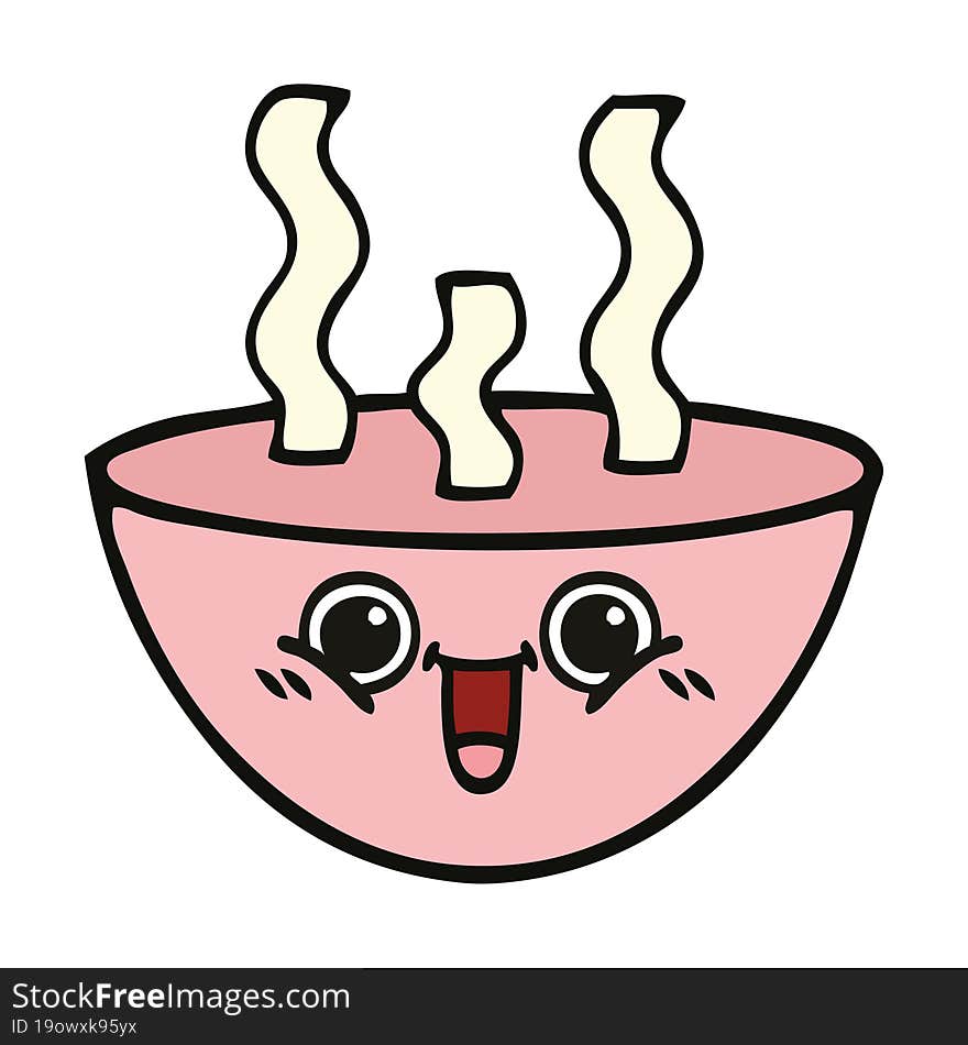 cute cartoon bowl of hot soup