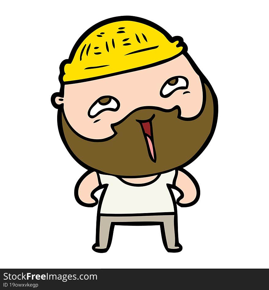 cartoon happy bearded man. cartoon happy bearded man