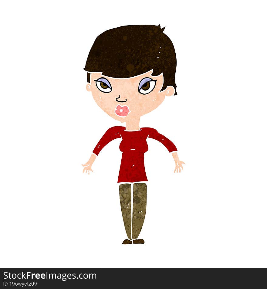 cartoon woman shrugging shoulders