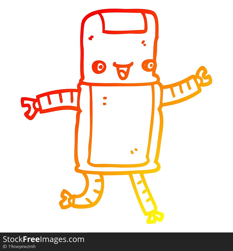 warm gradient line drawing of a cartoon robot