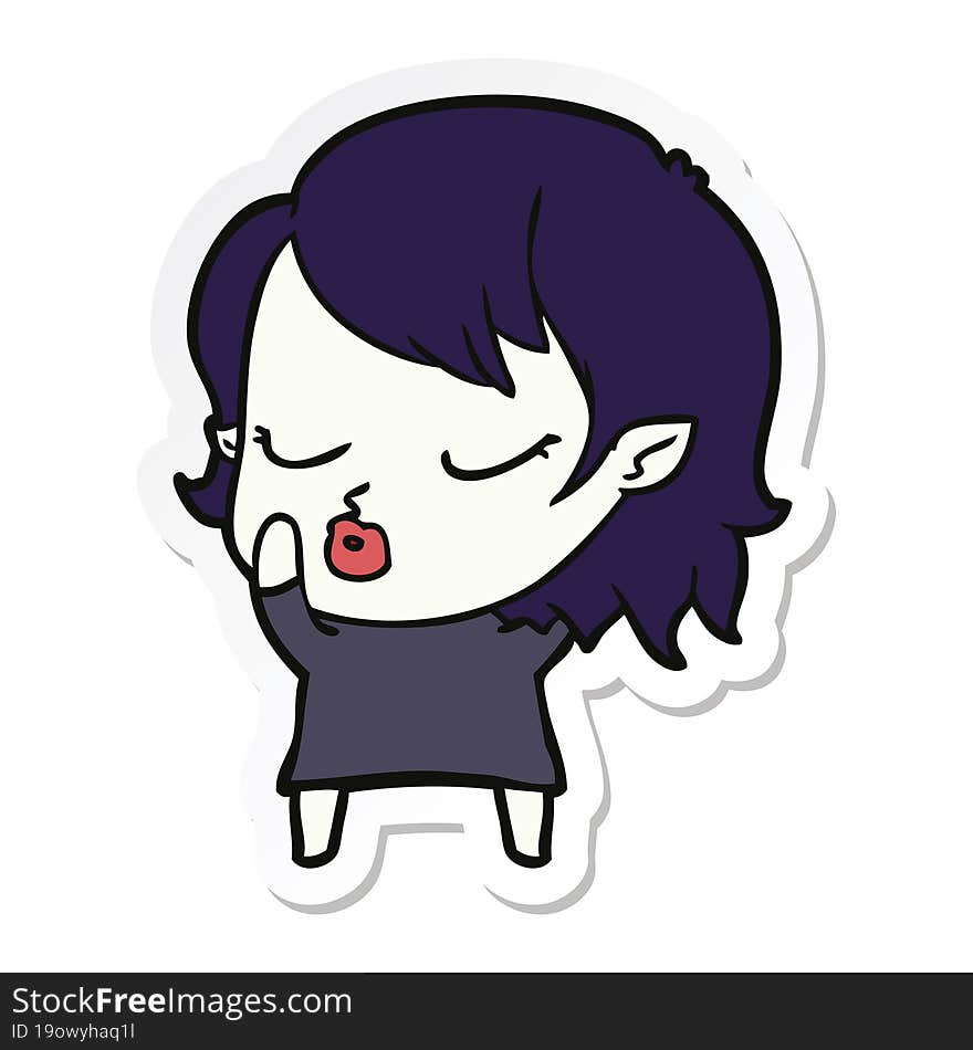 sticker of a cute cartoon vampire girl