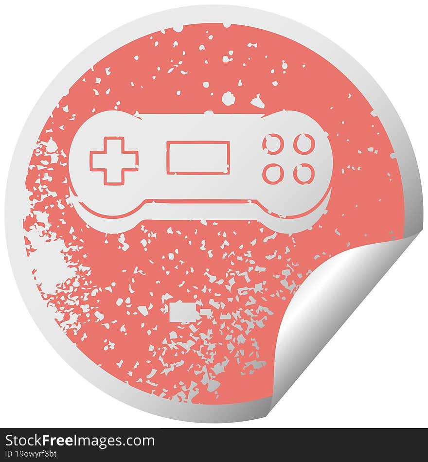 distressed circular peeling sticker symbol game controller