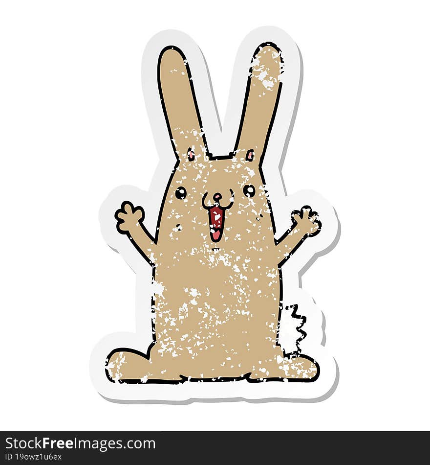 Distressed Sticker Of A Cartoon Rabbit