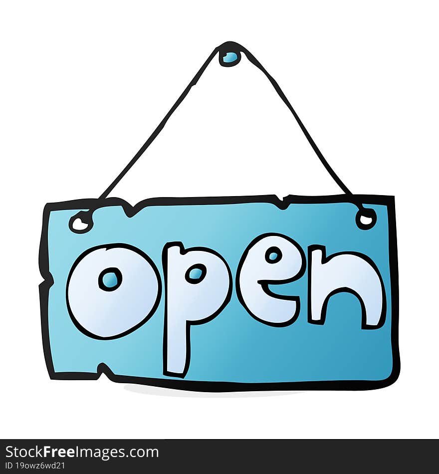 cartoon open shop sign