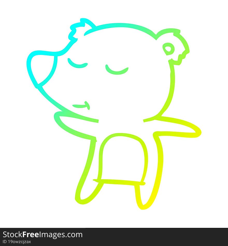 cold gradient line drawing happy cartoon bear