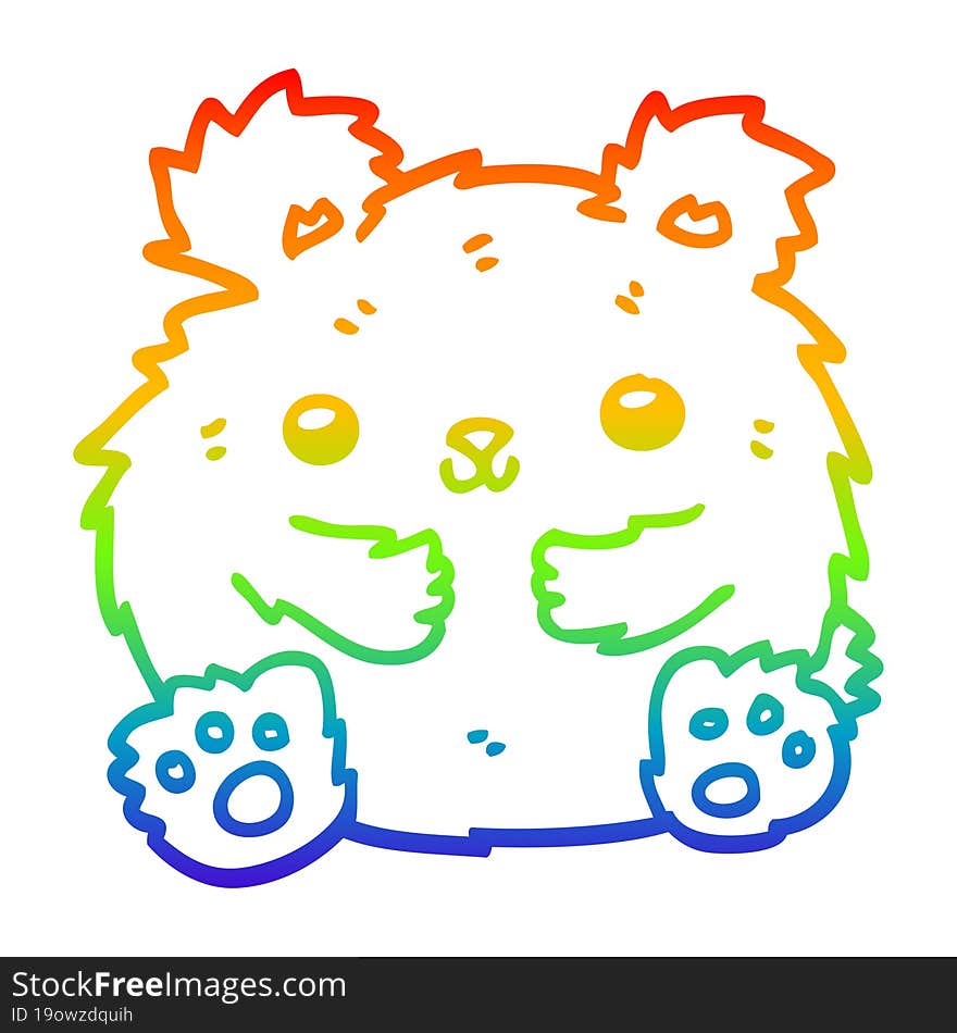 rainbow gradient line drawing cute cartoon bear