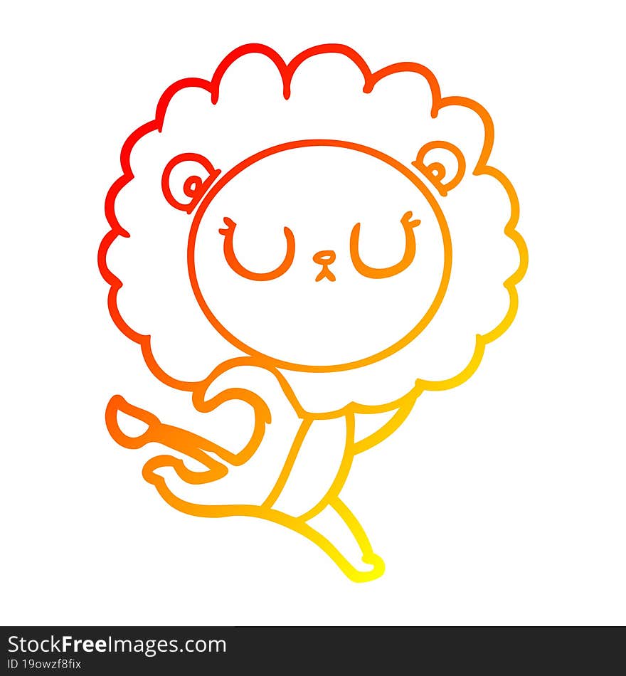 warm gradient line drawing cartoon running lion