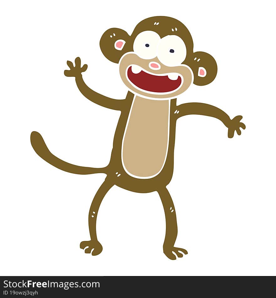 cartoon doodle waving monkey