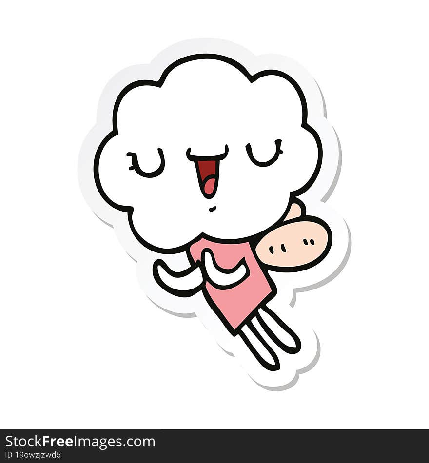 Sticker Of A Cute Cartoon Cloud Head Creature