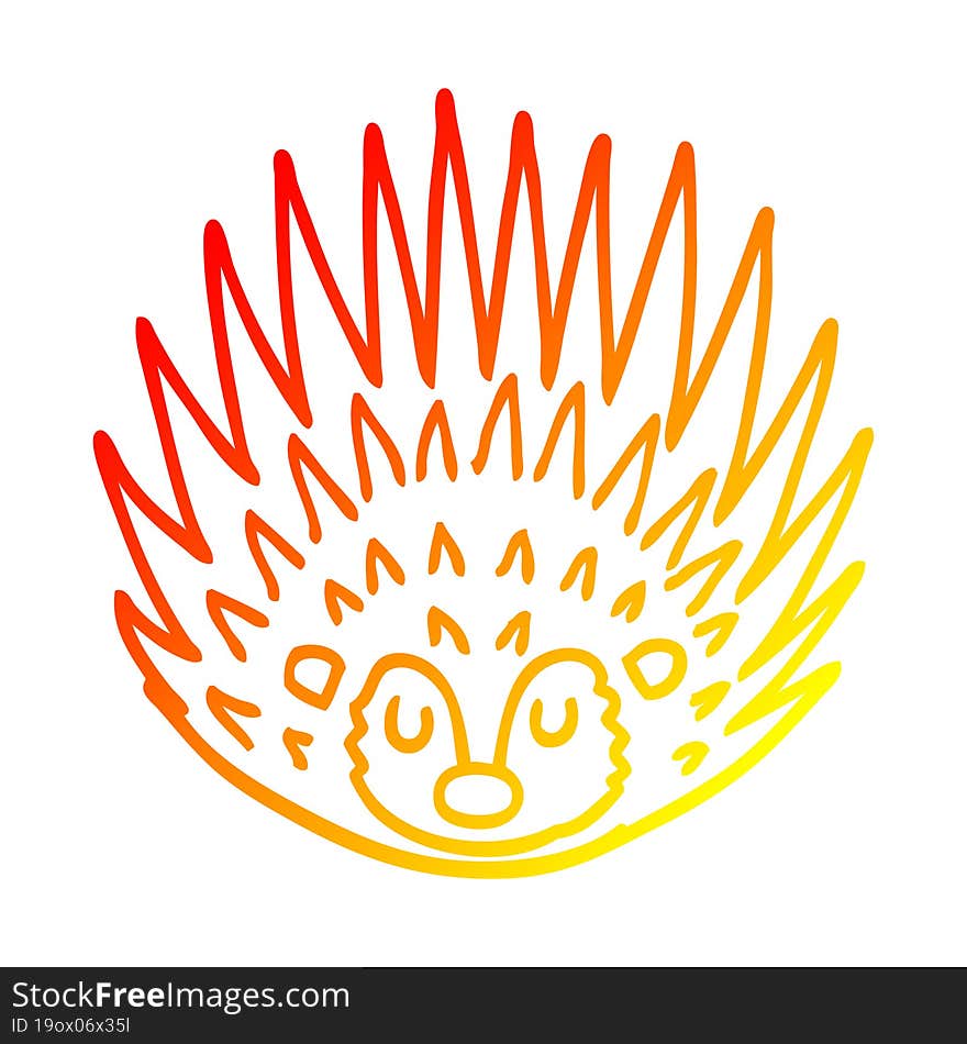 Warm Gradient Line Drawing Cartoon Spiky Hedgehog