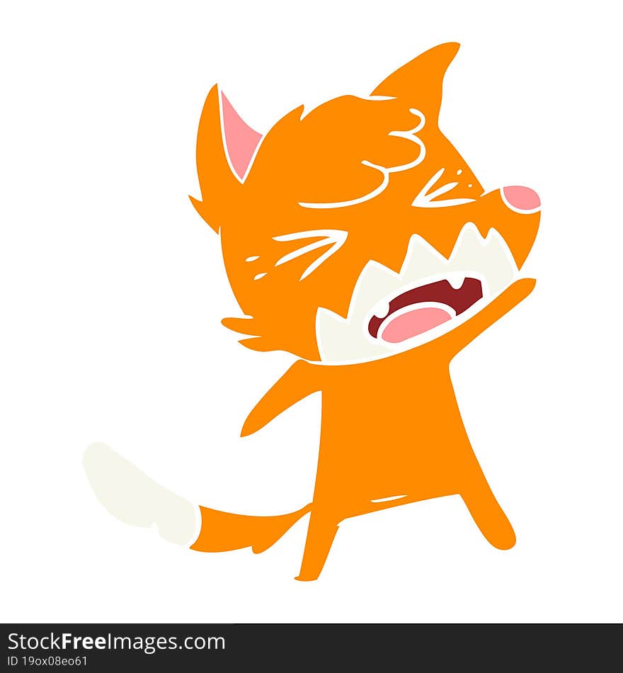 angry flat color style cartoon fox