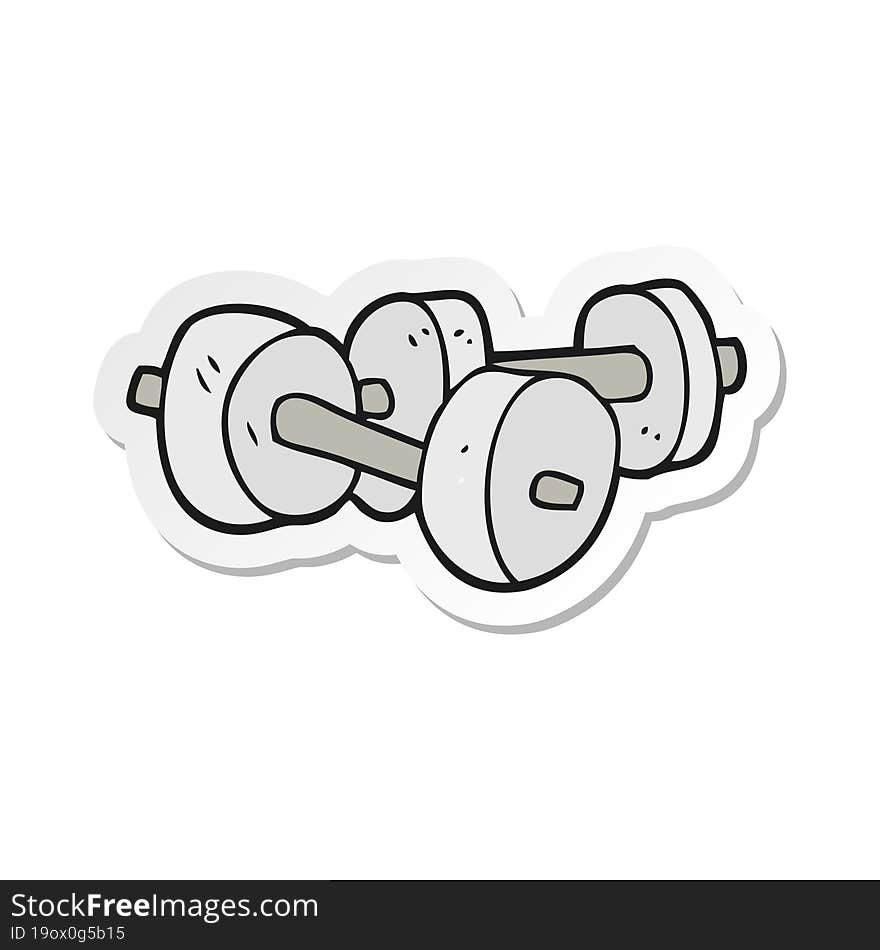 sticker of a cartoon dumbbells