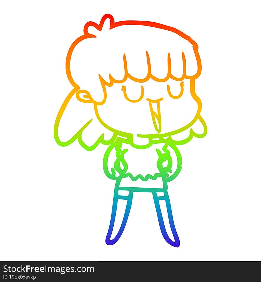 rainbow gradient line drawing of a cartoon woman