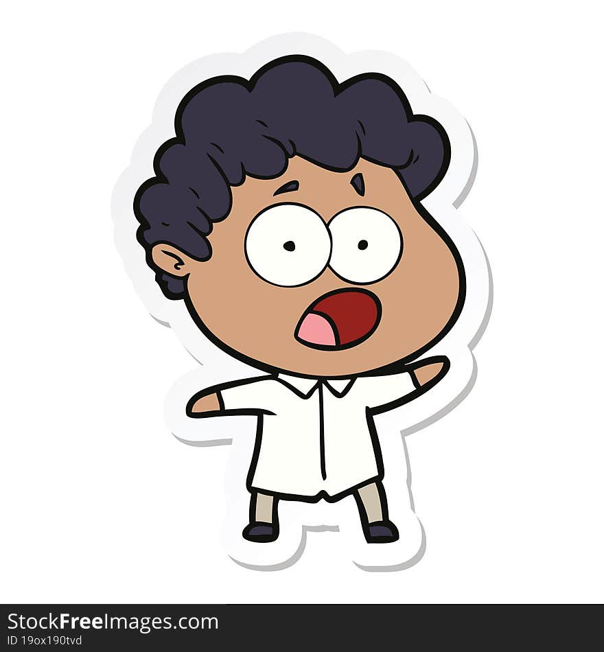 Sticker Of A Cartoon Man Gasping In Surprise