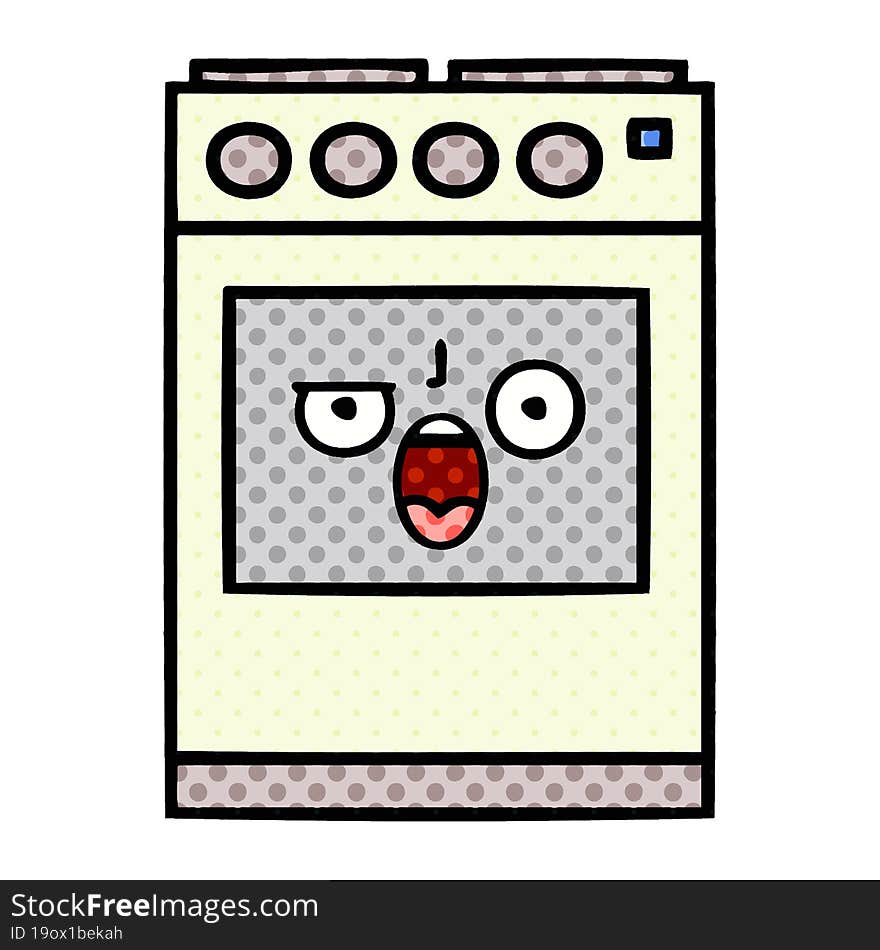 Comic Book Style Cartoon Kitchen Oven