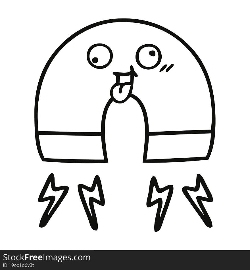 line drawing cartoon of a magnet. line drawing cartoon of a magnet