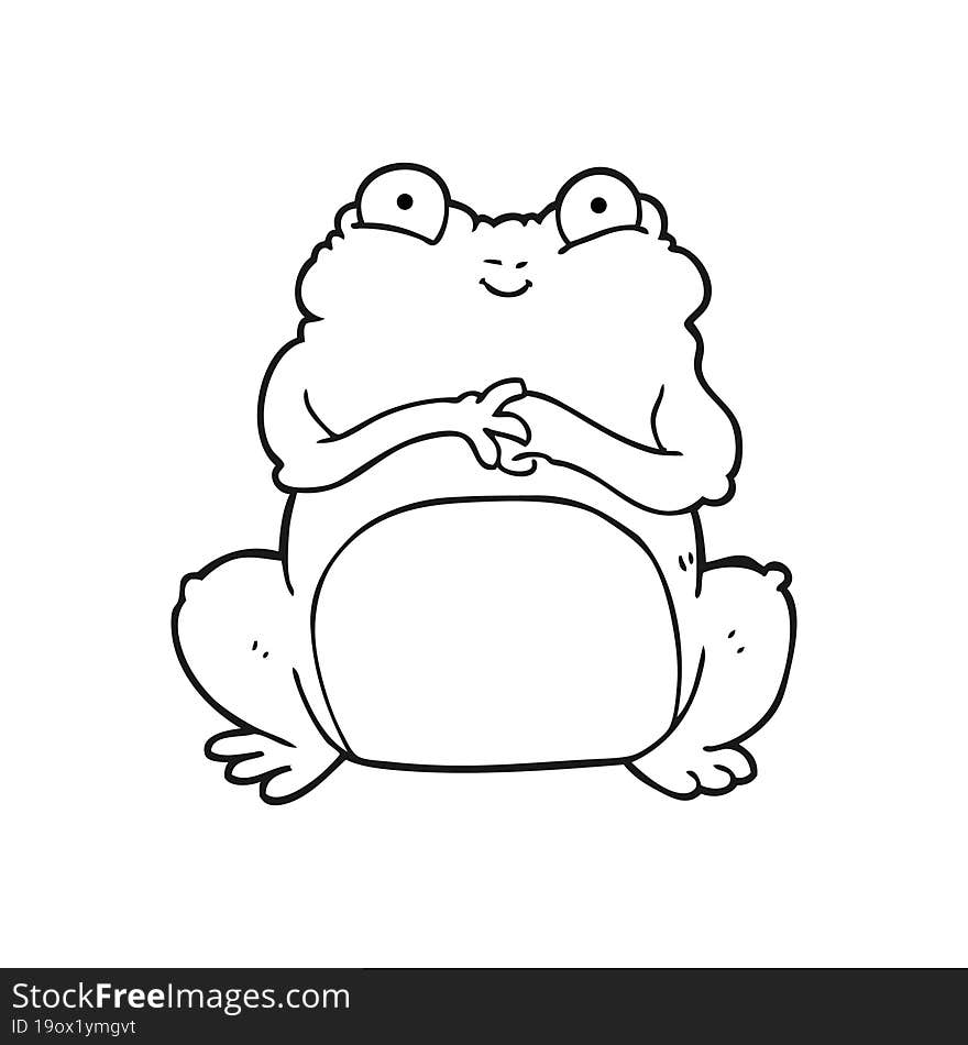 black and white cartoon funny frog