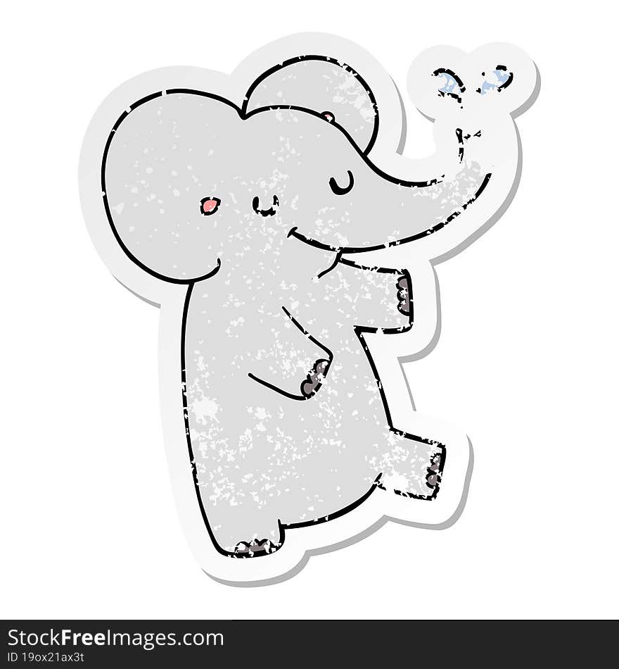 distressed sticker of a cartoon dancing elephant