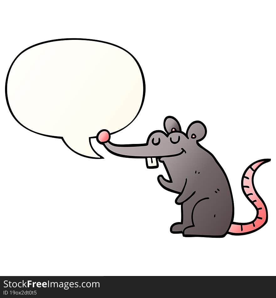 cartoon rat and speech bubble in smooth gradient style