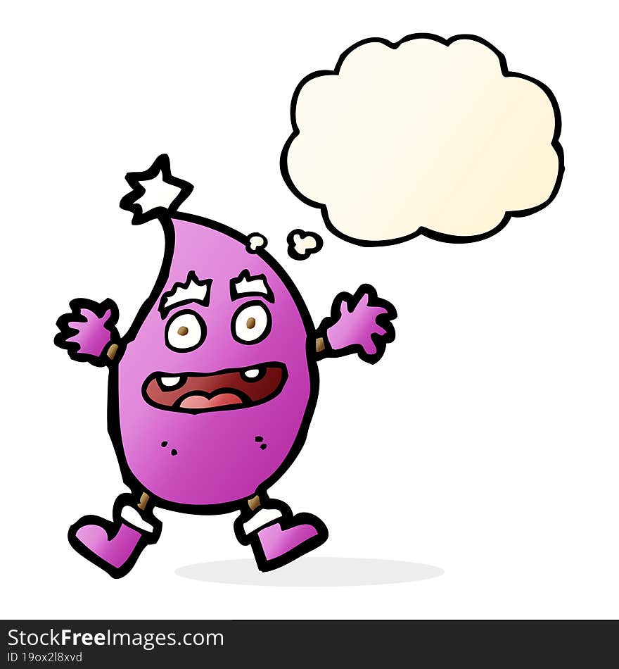 cartoon funny creature with thought bubble