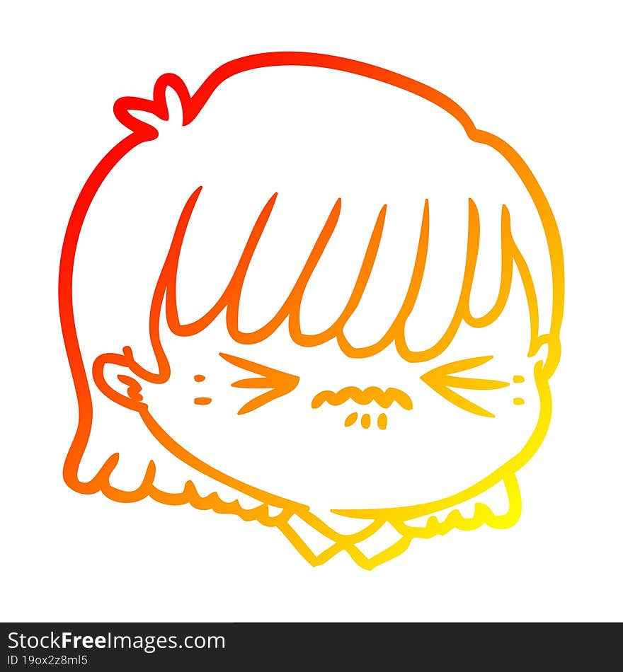 warm gradient line drawing cartoon female face