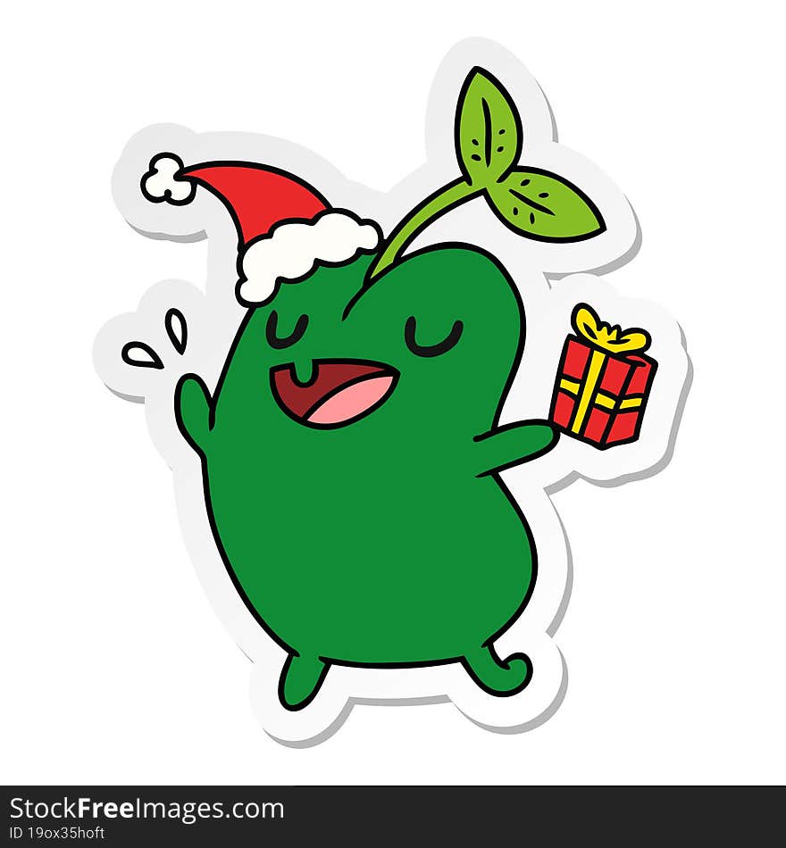 christmas sticker cartoon of kawaii seed