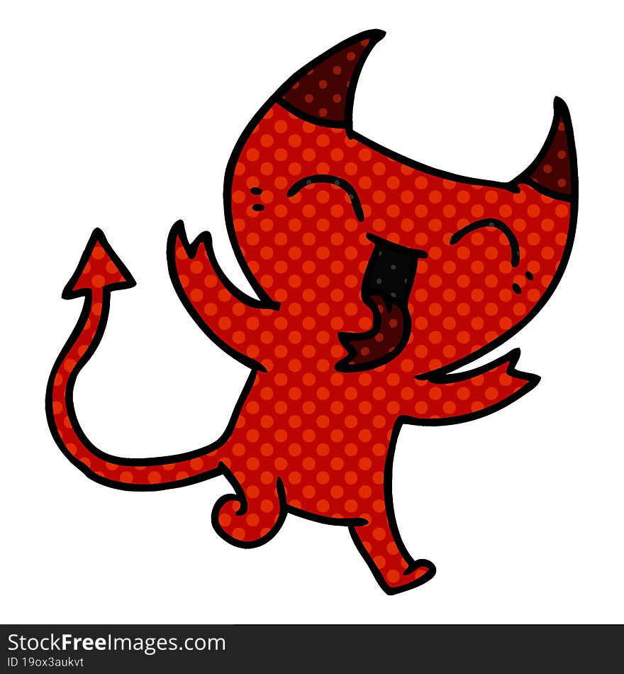 cartoon of cute kawaii red demon