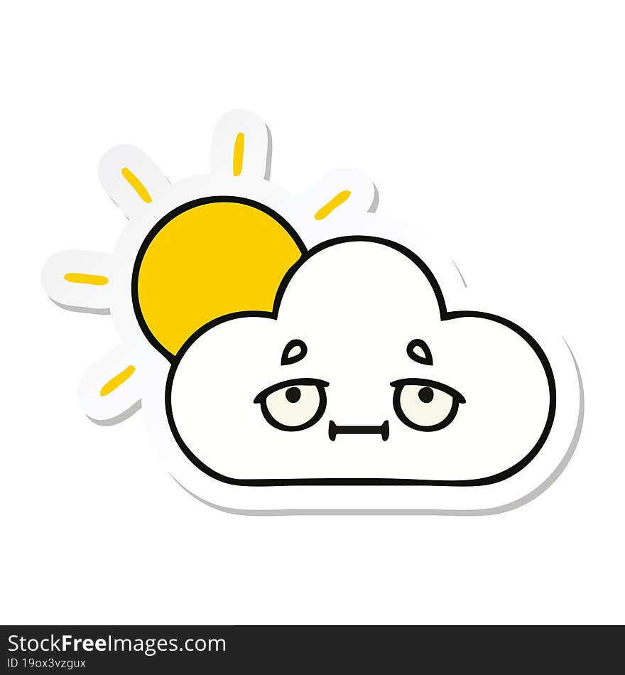 sticker of a cute cartoon sunshine and cloud