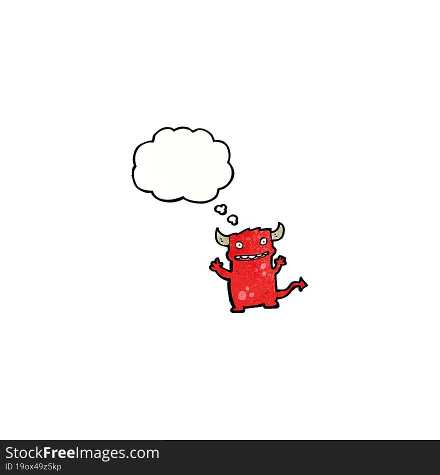 cartoon little devil with thought bubble