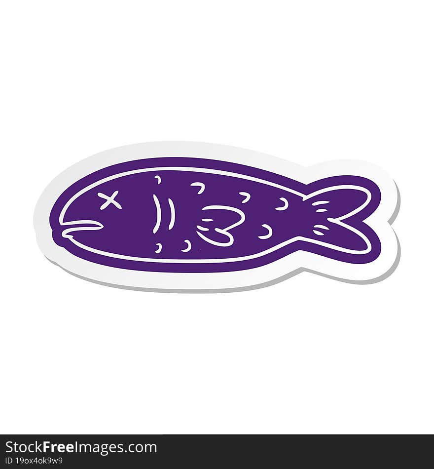 cartoon sticker of a dead fish