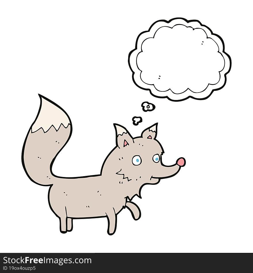 Cartoon Wolf Cub With Thought Bubble