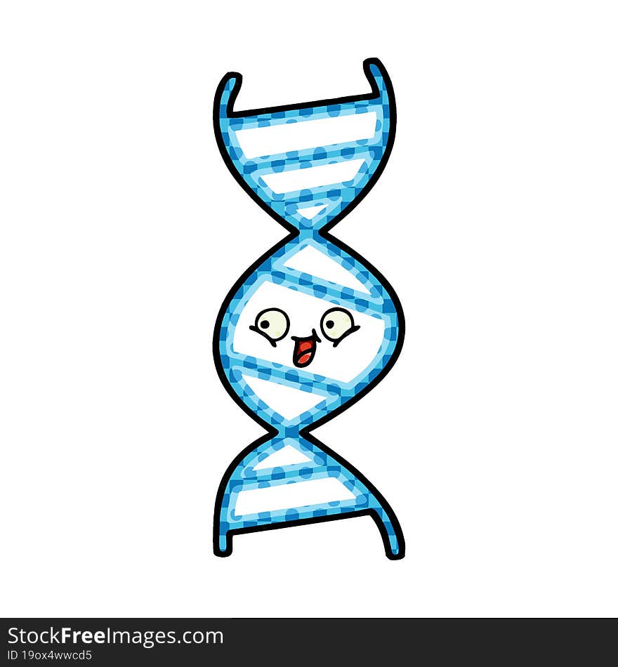 comic book style cartoon of a DNA strand