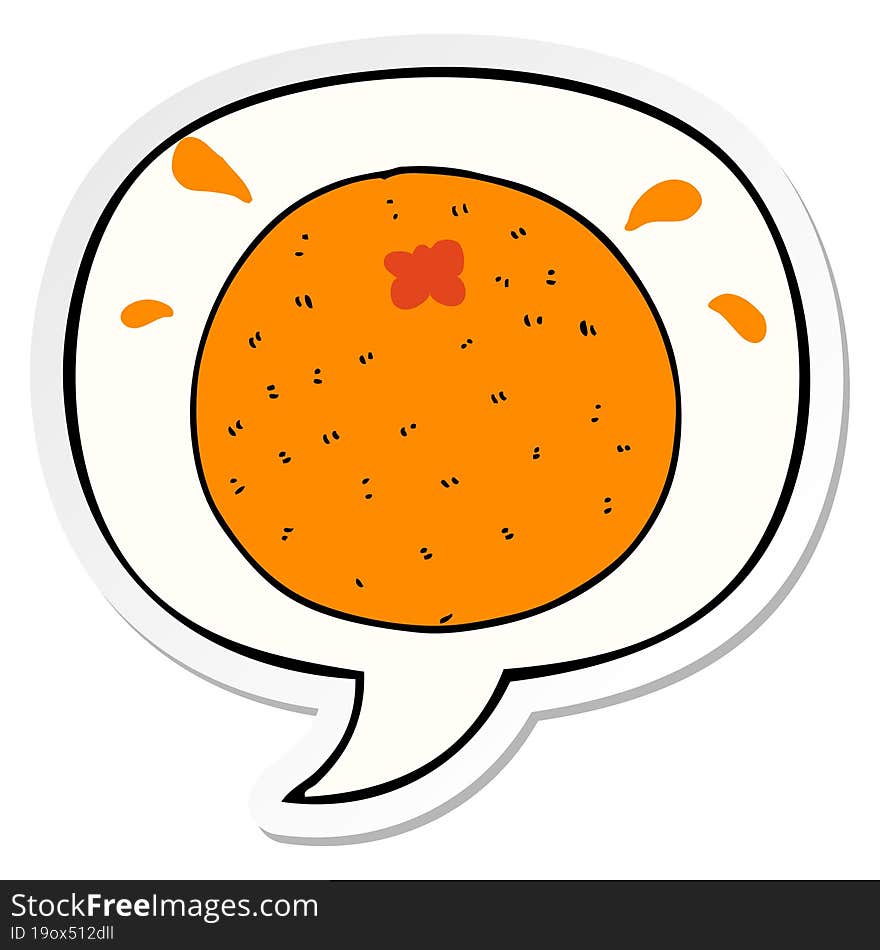 Cartoon Orange And Speech Bubble Sticker