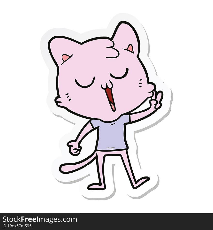 sticker of a cartoon cat singing