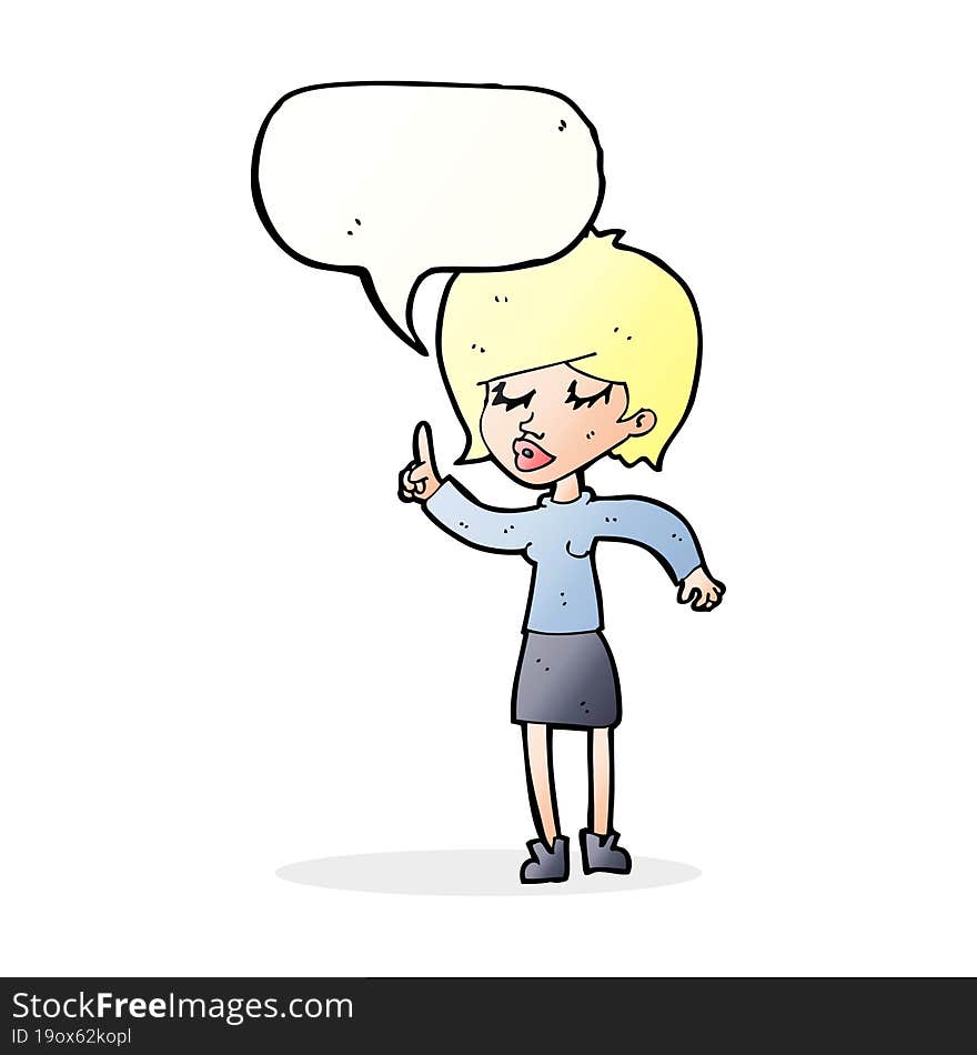 cartoon woman with idea with speech bubble