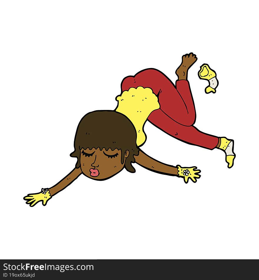 cartoon woman floating