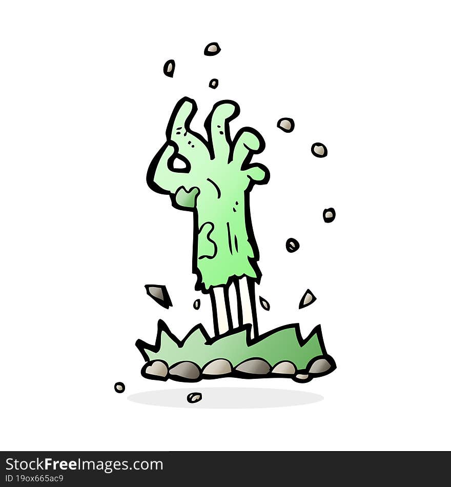 Cartoon Zombie Hand Rising From Ground