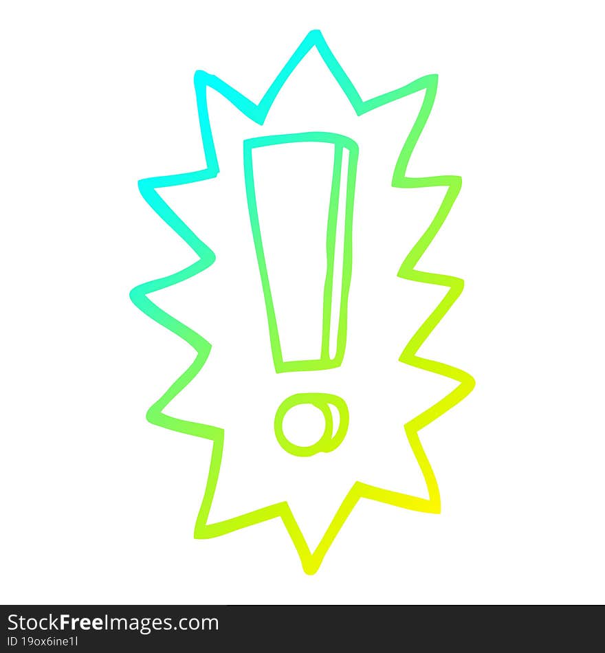 Cold Gradient Line Drawing Cartoon Exclamation Mark