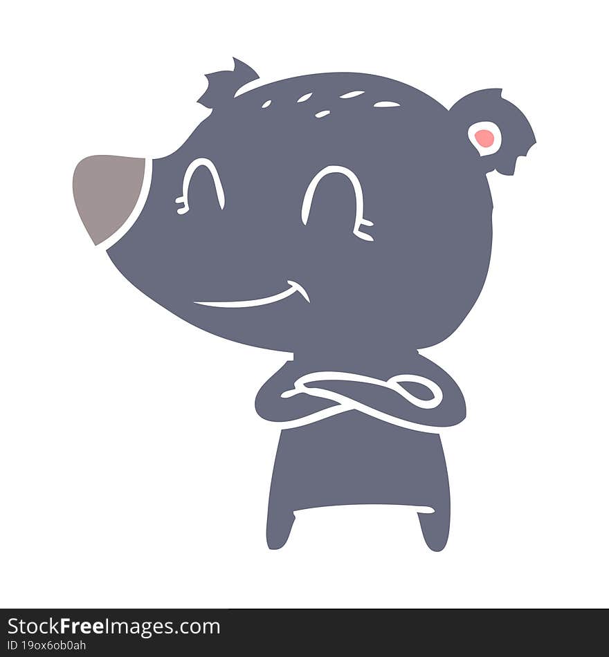 smiling bear flat color style cartoon