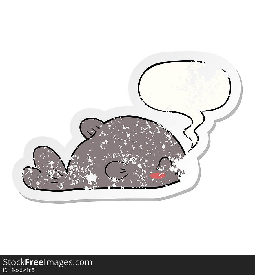 cartoon fish and speech bubble distressed sticker