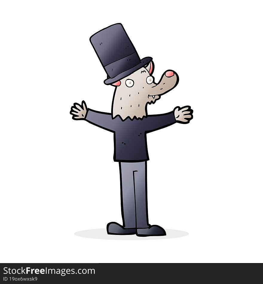 cartoon werewolf in top hat