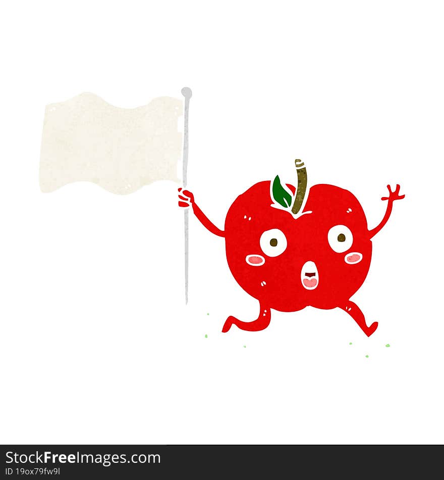 cartoon funny apple with flag