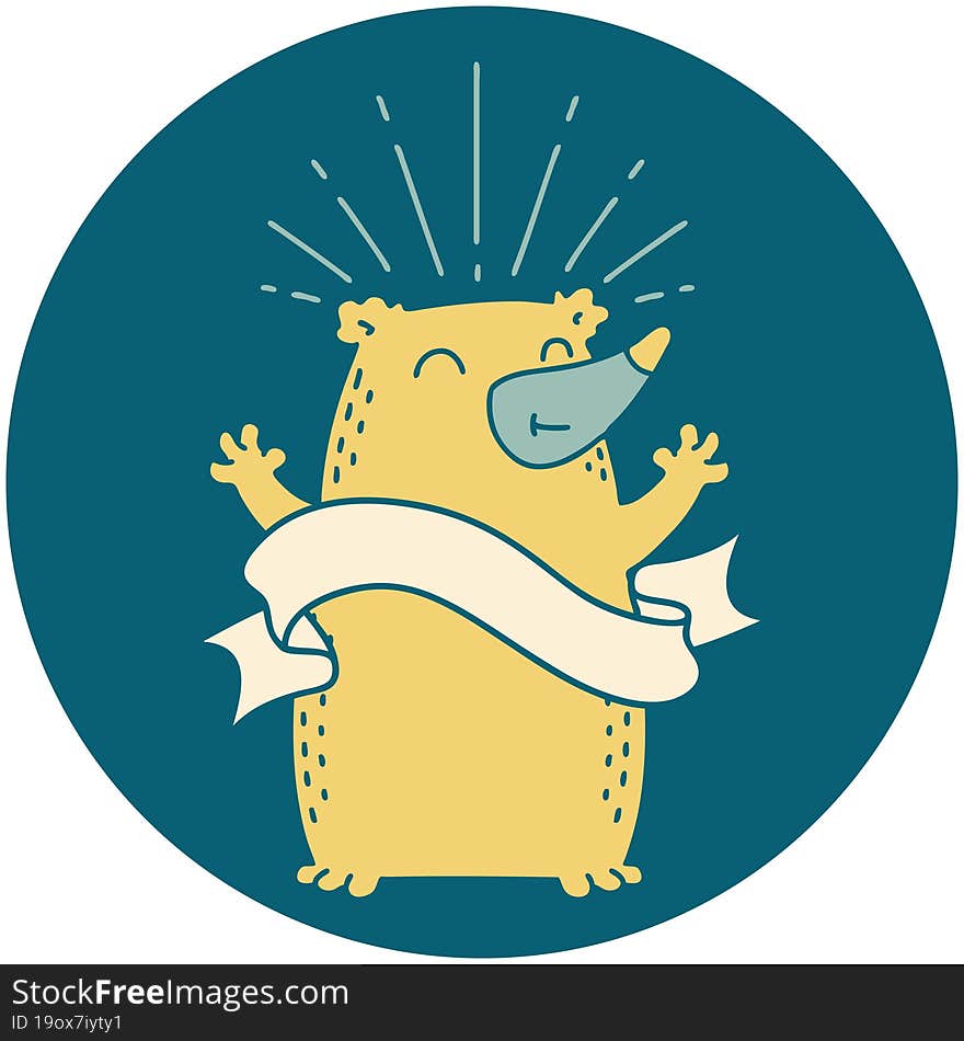 icon of tattoo style happy bear