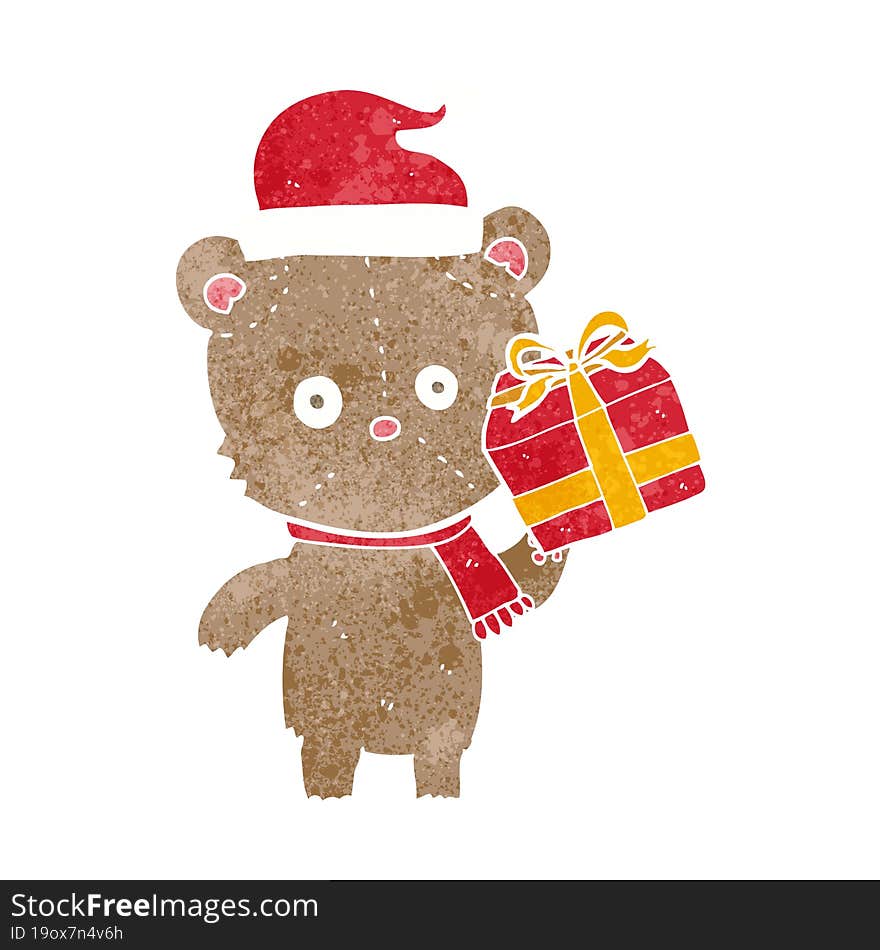 Cartoon Christmas Teddy Bear With Present