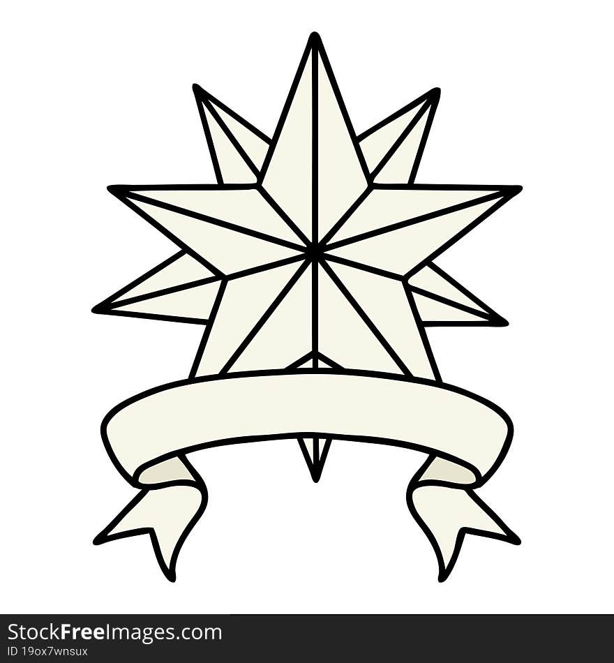 tattoo with banner of a star