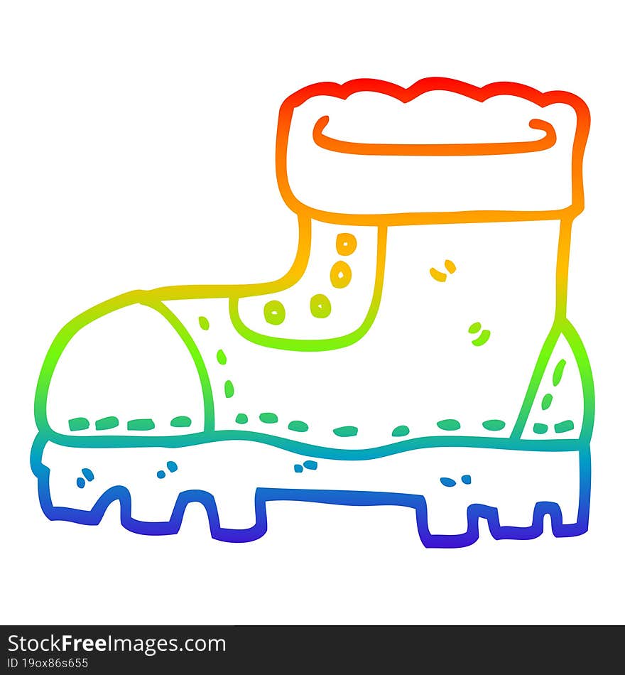 Rainbow Gradient Line Drawing Cartoon Work Boot