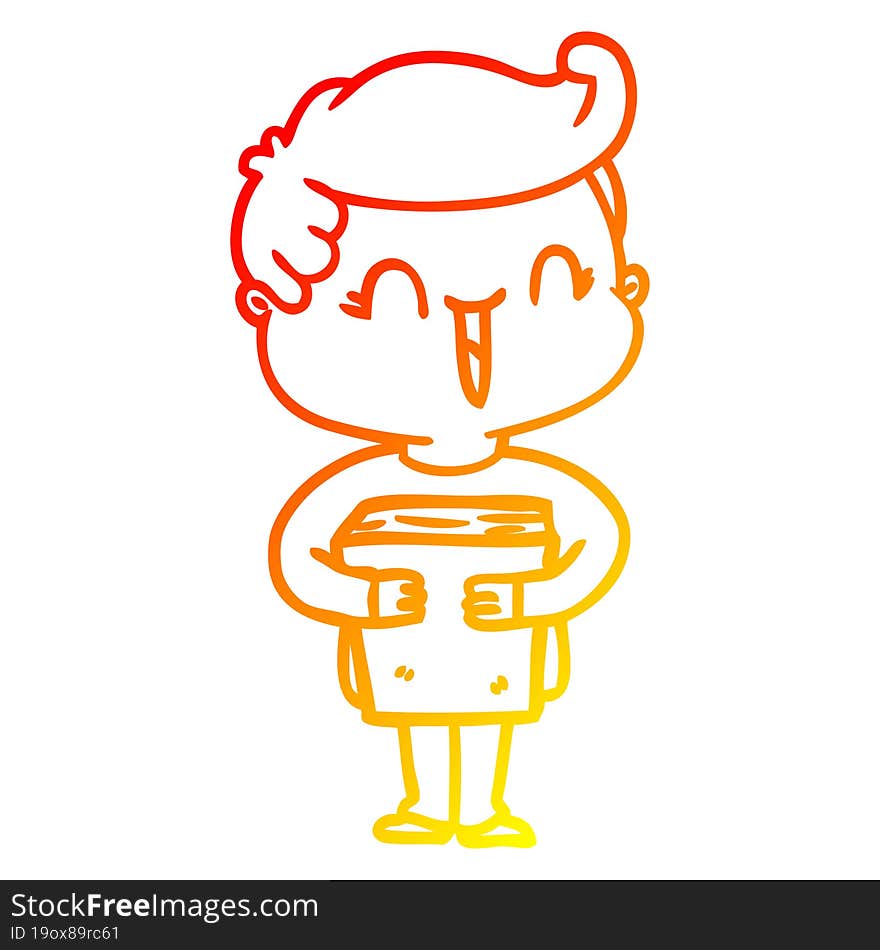 warm gradient line drawing cartoon laughing boy